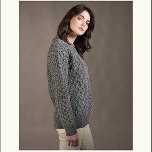 🧶Ralph Lauren Aran-Knit Alpaca/Wool-Blend Hand Knit Crewneck Sweater